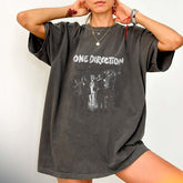 1D Retro Graphic Print Washed T-Shirt